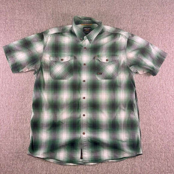 Ariat Other - Ariat Rebar Built To‎ Last Plaid Short Sleeve Work Shirt Green XL Men's